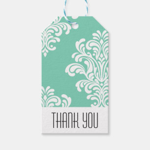 Elegant Damask Pattern Thank You Gift Tags