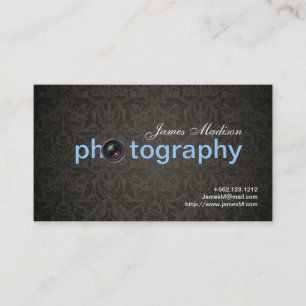 Elegant Damask Photogrpahy Business cards with QR