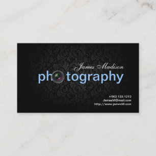 Elegant Damask Photogrpahy Business cards with QR