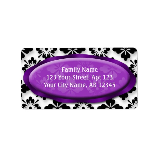 Elegant Damask Purple Address Labels (Front)