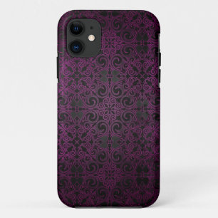 Elegant Damask Purple Fade to Black Shimmer iPhone 11 Case