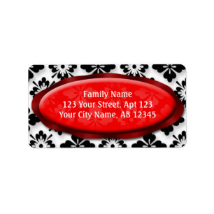 Elegant Damask Red Address Labels