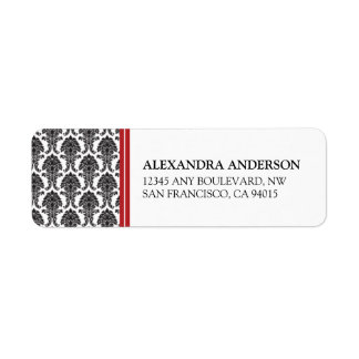 Elegant Damask Return Address Label (red)