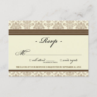 Elegant Damask RSVP Card (chocolate/cream)