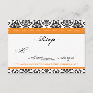Elegant Damask RSVP Card (orange)