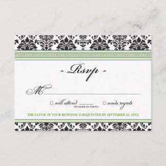 Elegant Damask RSVP Card (sage)
