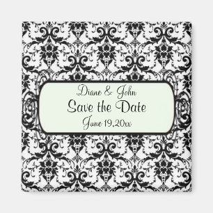 Elegant Damask Save The Date Magnet