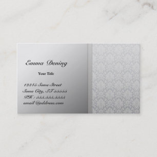 Elegant Damask Silver Business Card