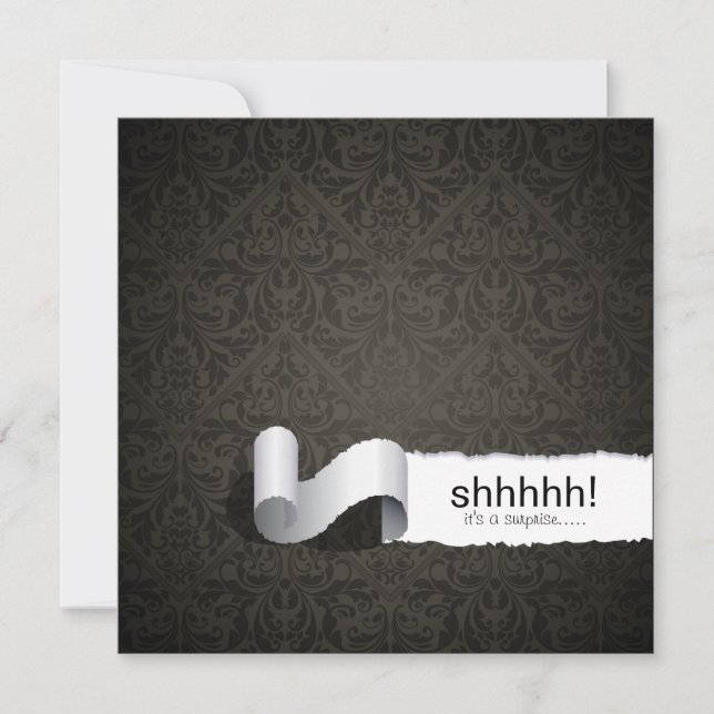 Elegant Damask Surprise Birthday Invitation (Front)