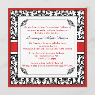 Elegant Damask Swirl Invite [Red]