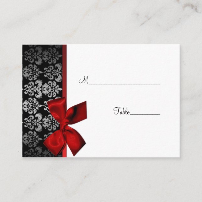 Elegant Damask Table Place Card (Front)