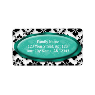 Elegant Damask Teal Address Labels
