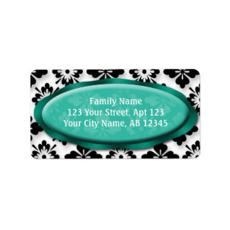 Elegant Damask Teal Address Labels