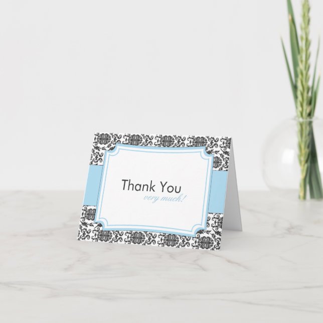 Elegant Damask Thank You Cards (Front)