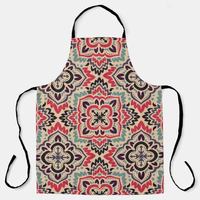 Elegant Damask: Vintage Seamless Texture Apron (Front)