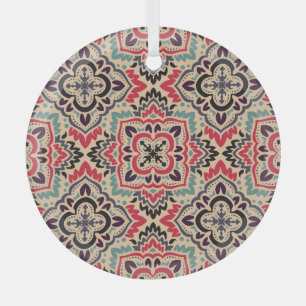 Elegant Damask: Vintage Seamless Texture Glass Tree Decoration