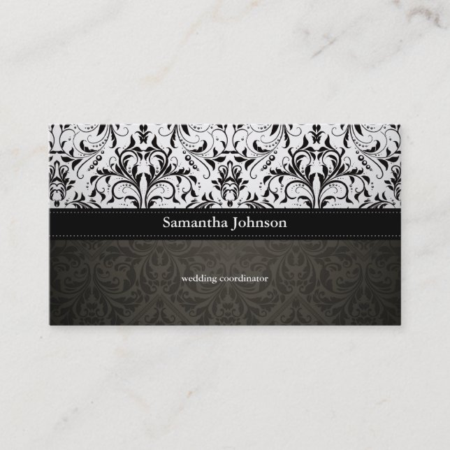 Elegant Damask Wedding Coordinator Business Cards (Front)