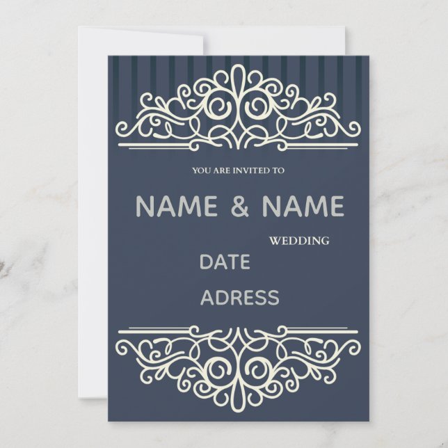  elegant damask wedding invitation (Front)