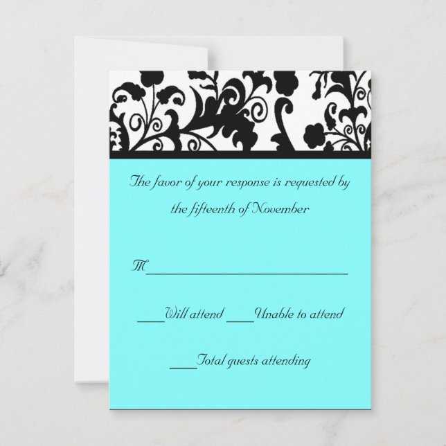 Elegant Damask Wedding Response Card (Front)
