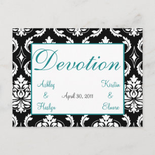 Elegant Damask Wedding Table Names Cards Devotion