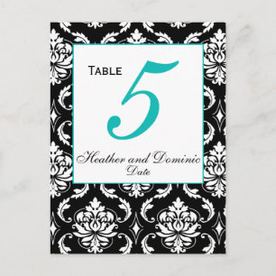 Elegant Damask Wedding Table Number Card 1