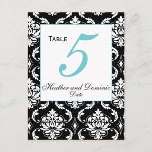 Elegant Damask Wedding Table Number Card 3