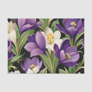 Elegant Damask with Crocus Flowers Tissue Paper