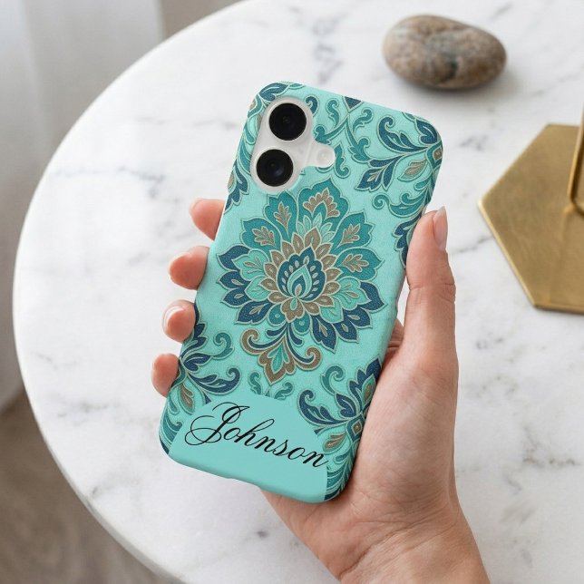 Elegant Damasks Mandala Zen Sacred Geometry Teal  (Elegant Damasks Mandala Zen Sacred Geometry Teal iPhone Case)