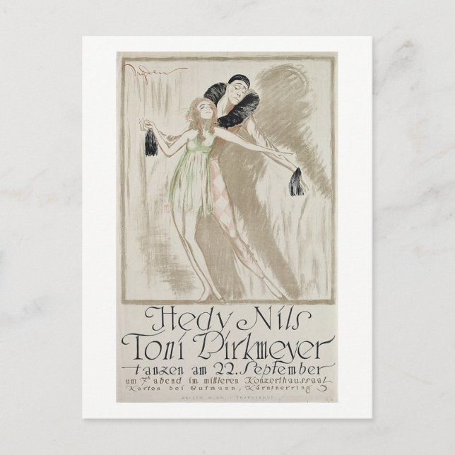 Elegant Dancers, Advertisement, Vintage Postcard (Front)