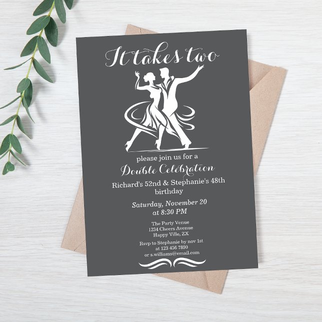 Elegant Dancing Couple Joint Birthday Celebration Invitation (Creator Uploaded)