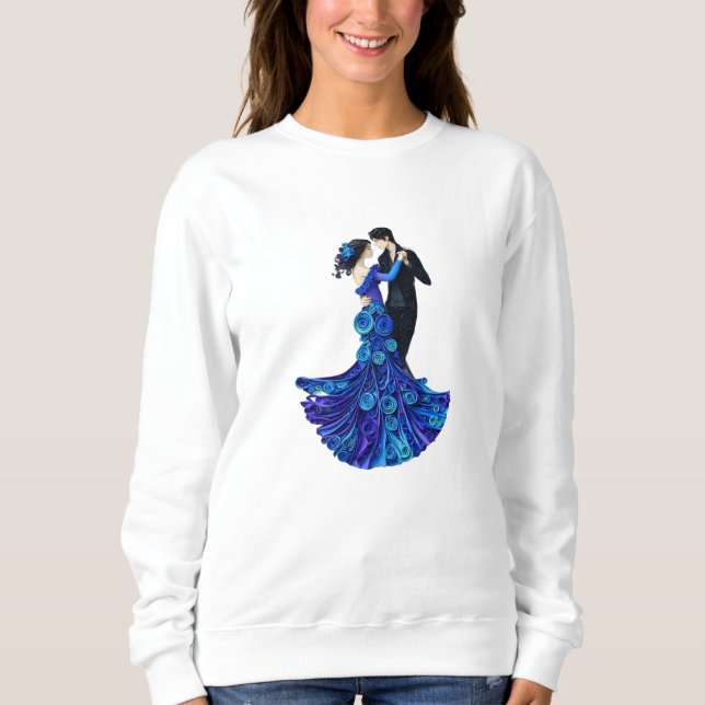 Elegant Dancing Couple Paper Quilling Art Sweatshirt (Front)