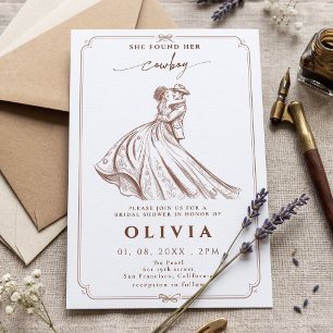Elegant Dancing Cowboy Bride Bridal Shower Invitation