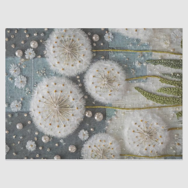 Elegant Dandelion Dreams, Mixed media Tissue Paper (Front)