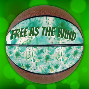 Elegant Dandelion Monogram Green and White   Basketball