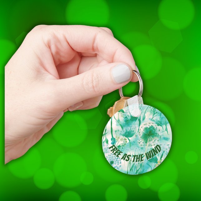 Elegant Dandelion Monogram Green and White | Key Ring (Creator Uploaded)