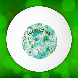 Elegant Dandelion Monogram Green and White   Ping Pong Ball