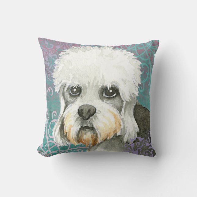 Elegant Dandie Dinmont Terrier Cushion (Front)