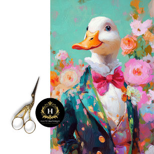 Elegant Dapper Duck Whimsical Decoupage Tissue Paper