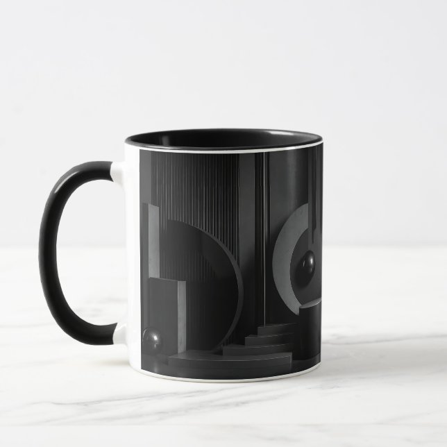 Elegant Dark Abstract Geometric Forms and Shadows Mug (Left)
