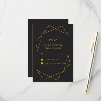 Elegant dark and gold RVSP RSVP Card