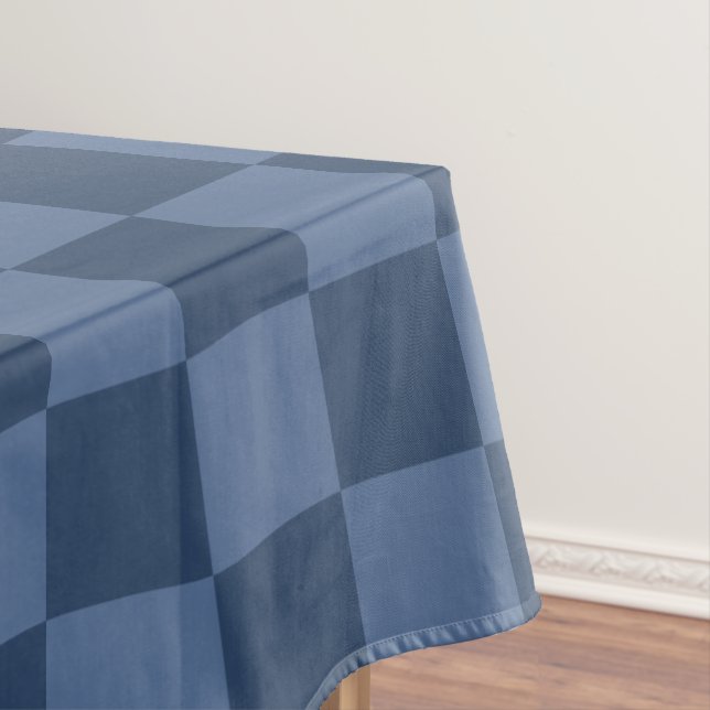 Elegant Dark and Light Blue Chequerboard Pattern Tablecloth (In Situ)