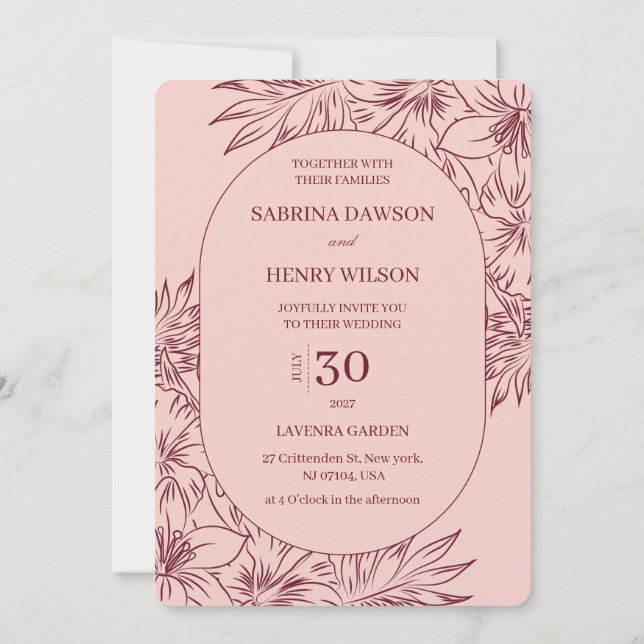 Elegant,Dark and Light Colour Wedding  Invitation (Back)