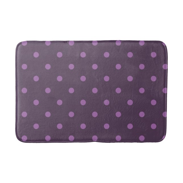 elegant dark and light purple polka dots bath mat (Front)