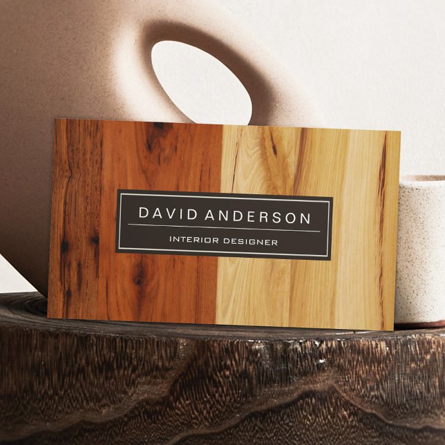 Elegant Dark and Light Wood Grain Look Business Card (Creator Uploaded)