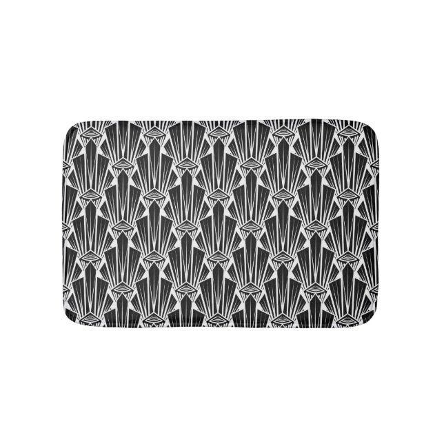 Elegant dark art deco abstract geometric elements bath mat (Front)