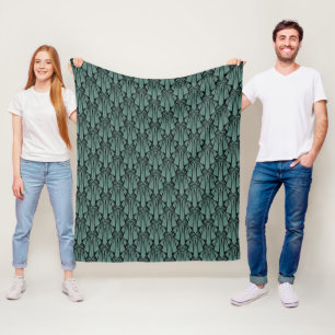 Elegant dark art deco abstract geometric elements fleece blanket