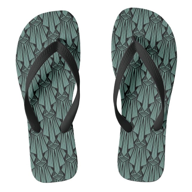Elegant dark art deco abstract geometric elements  jandals (Footbed)