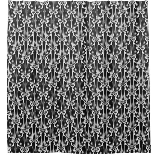 Elegant dark art deco abstract geometric elements shower curtain (Front)