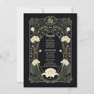 Elegant Dark Art Nouveau Wedding Details Card