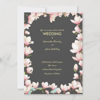 Elegant Dark background floral border invitation